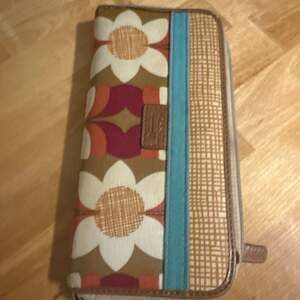 Fossil Key-Per Zip Around Continental Clutch Wallet Floral Coated Canvas